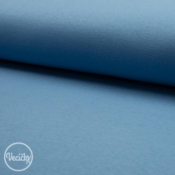 Hrubá počesaná teplákovina dusty blue - zbytok 100 cm