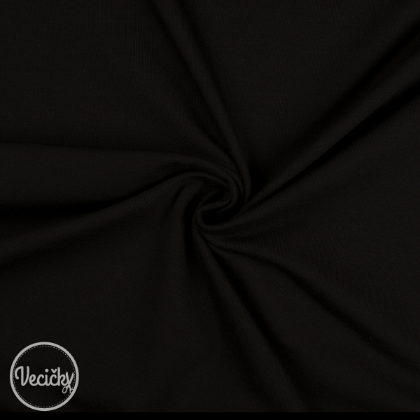 Jednolícny elastický úplet - black - zbytok 30 cm