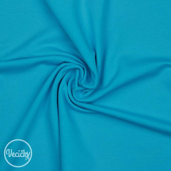 Organická elastická teplákovina nepočesaná - turquoise