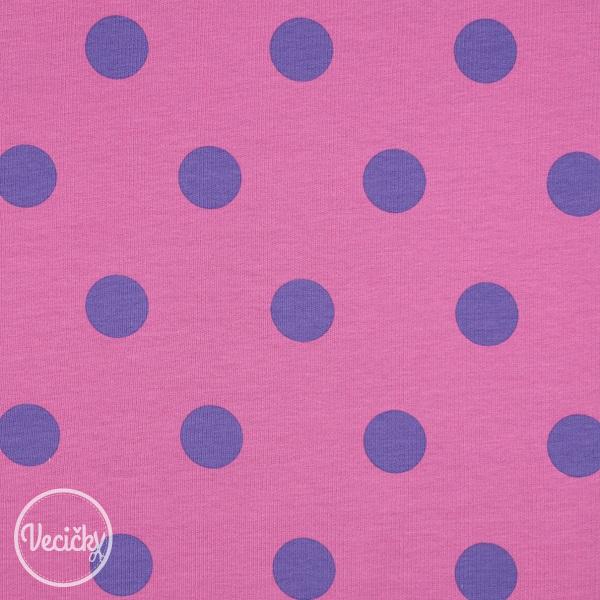 Nepočesaná TEPLÁKOVINA - big dots fuchsia zbytok 65cm
