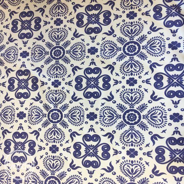 Úplet - blue floral pattern - zbytok 35 cm