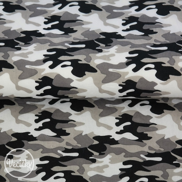 Bavlna popelín - army camouflage grey