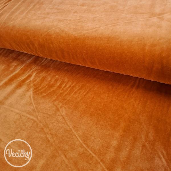 Bavlnený elastický velúr - Rust/Burned Orange