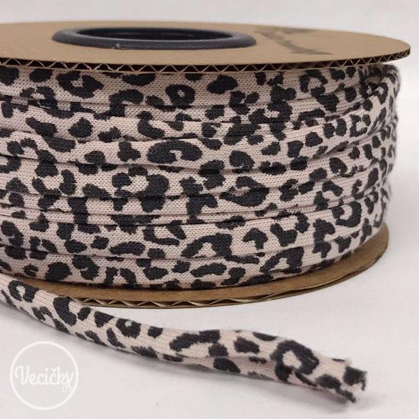 elastická šnúra 6mm - tricot/úplet leopard dusty pink