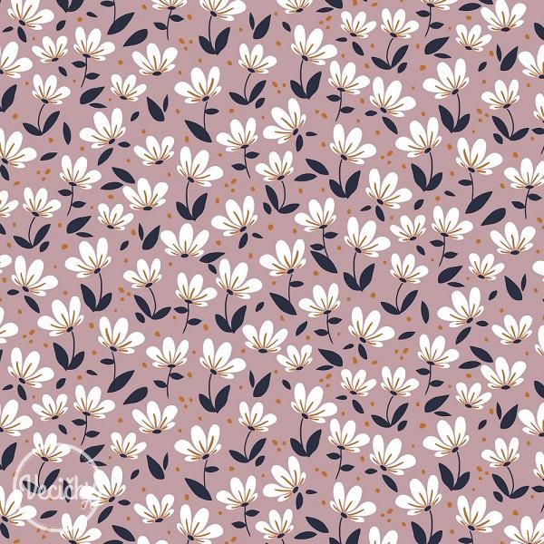 POČESANÁ TEPLÁKOVINA - soft organická - simple flowers lilac