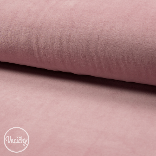 Bavlnený elastický velúr - dusty pink