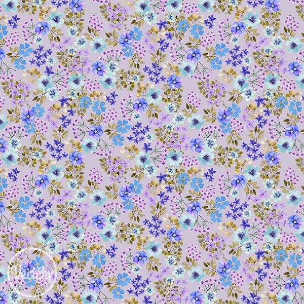 Bavlna popelín - blooming flowers lilac
