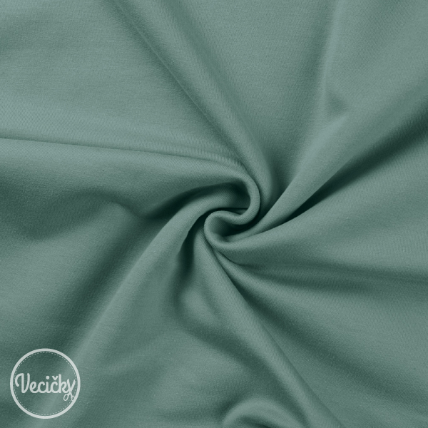 Počesaná elastická teplákovina dark dusty mint
