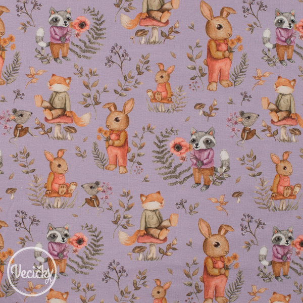 ÚPLET - forest friends lilac
