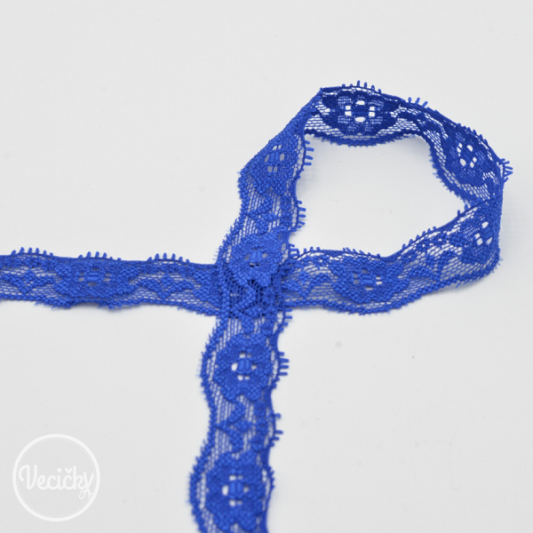 Elastická čipka - 18mm - cobalt