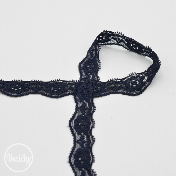 Elastická čipka - 18mm - marine