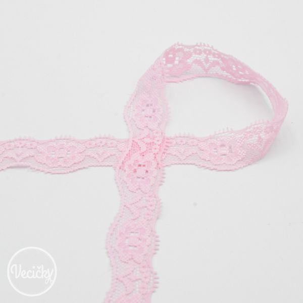 Elastická čipka - 18mm - baby rose