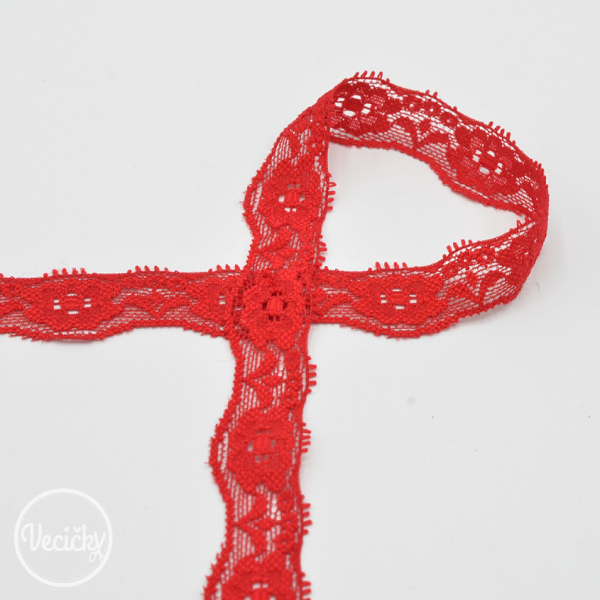 Elastická čipka - 18mm - red