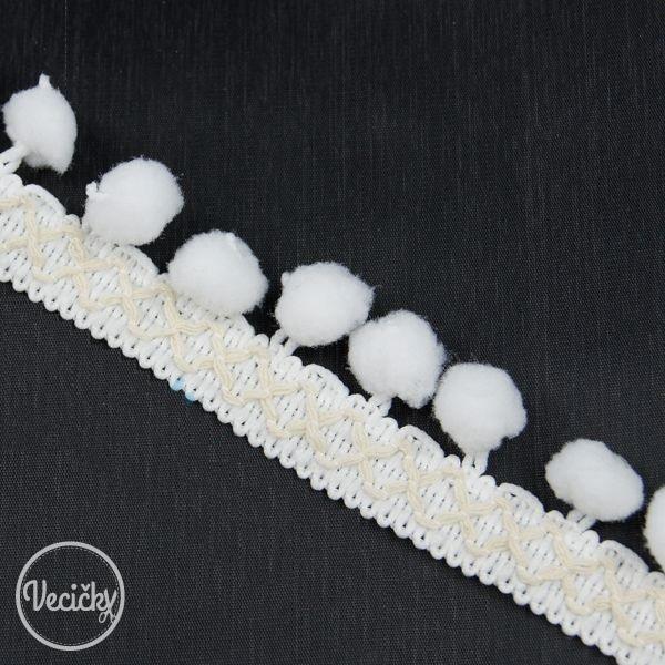 Prámik s bambuľkami 1,5cm - white