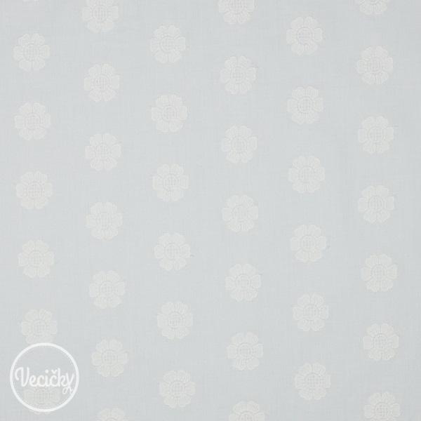 Bavlna voile embroidery - flowers white