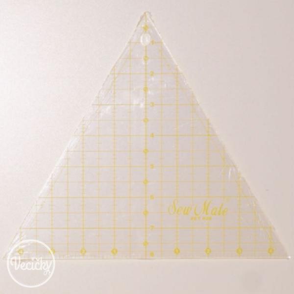 Rastrové pravítko na patchwork trojuholník 9.1/4"x8" (235x203 mm)  - žlté