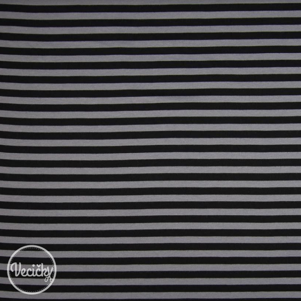 100% bio-bavlna Interlock úplet - stripes grey