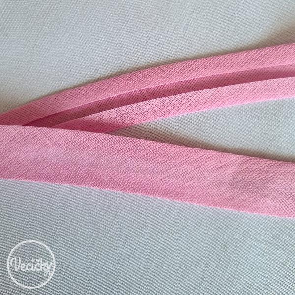 Šikmý prúžok bavlnený zažehlený 18 mm ružový