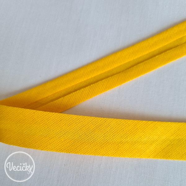 Šikmý prúžok bavlnený zažehlený 18 mm žltý