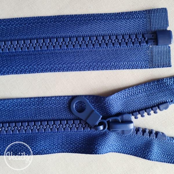 Kostený zips šírka 5 mm dĺžka 65 cm deliteľný blue