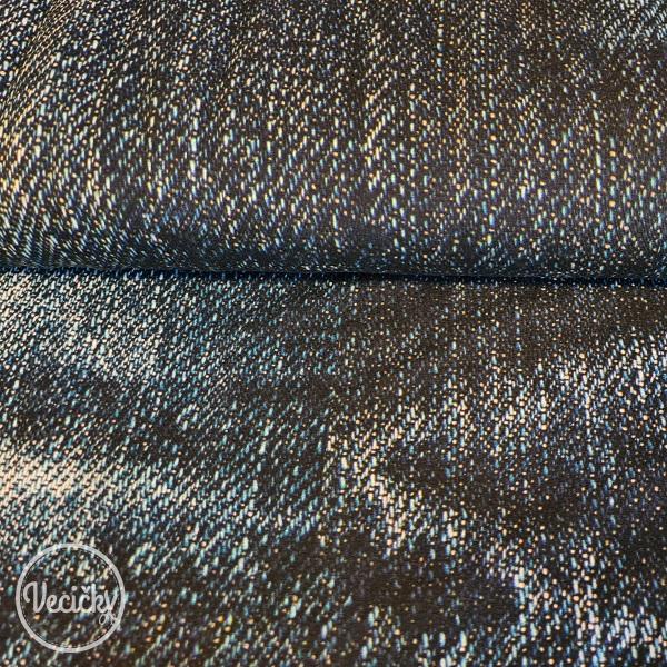 Organická počesaná elastická teplákovina - jeans dark