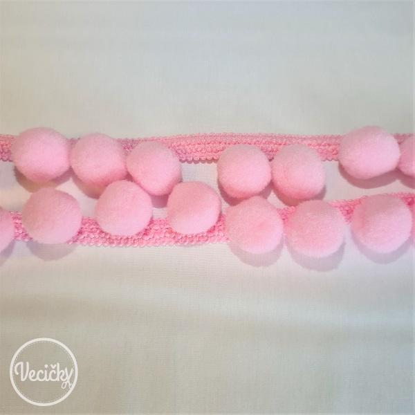 Prámik s bambuľkami 2cm - light pink