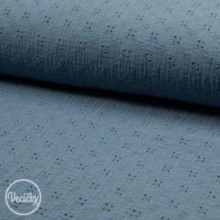 Madeira dvojitá gázovina dusty blue - zbytok 75 cm