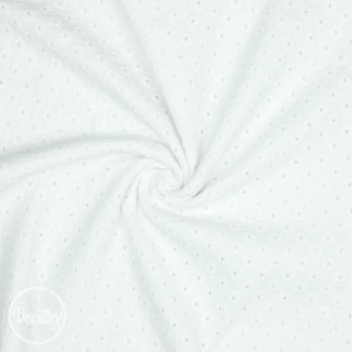 Mušelín- dvojitá gázovina vyšívaný vzor - flowers white - zbytok 25 cm