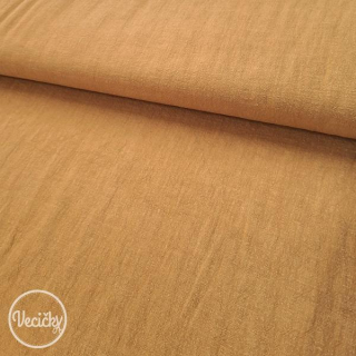 Stonewashed linen/cotton - mustard - zbytok 45 cm