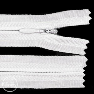 Špirálový zips krytý dĺžka 30 cm autolock - white