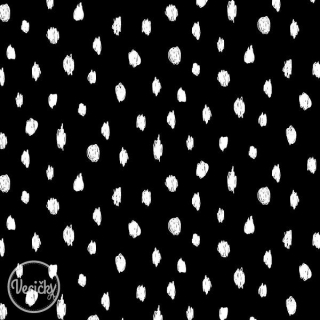 organická POČESANÁ TEPLÁKOVINA - soft - animal dots black