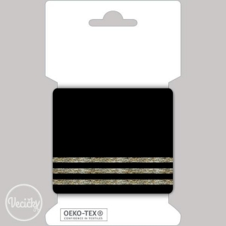 Patent elastický hladký 7cm čierno-zlatý pásik