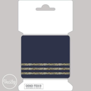 Patent elastický hladký 7cm navy-zlatý pásik