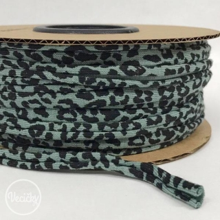 elastická šnúra 6mm - tricot/úplet leopard dusty mint