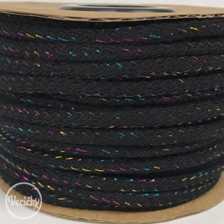 lurex multi colour šnúra 5mm - black