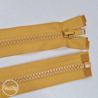 Kostený zips šírka 5 mm dĺžka 50 cm deliteľný horčica