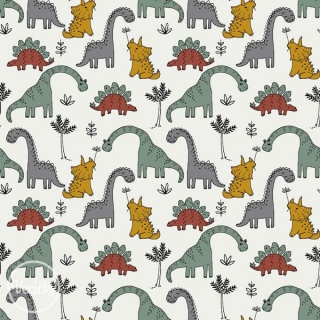 POČESANÁ TEPLÁKOVINA - soft organická - SWEET DINO'S - off white