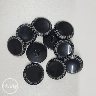 gombičky plastové - čierny vzorovaný 25 mm