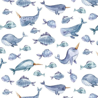 ORGANICKÝ úplet - sea animals white