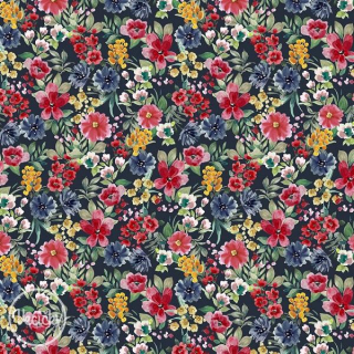 Bavlna popelín - digi floral navy