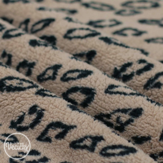Curly teddy - leopard dark beige 210gr