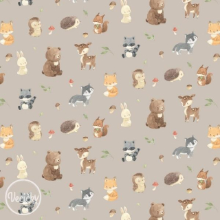 Bavlna popelín - forest animals sand