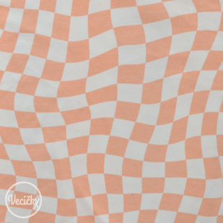 Elastický úplet - graphic squares peach