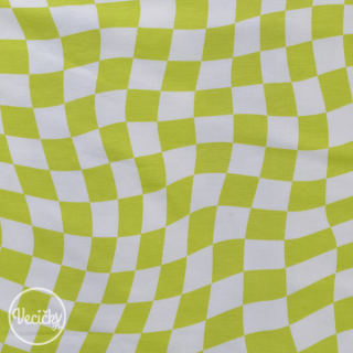 Elastický úplet - graphic squares lime