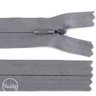 Špirálový zips krytý dĺžka 25 cm autolock - grey