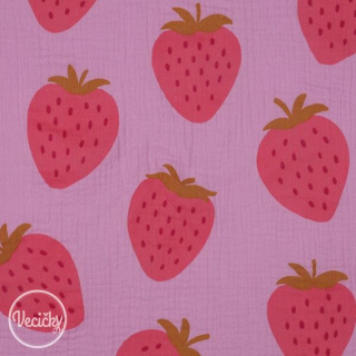 Dvojitá gázovina - Strawberries pink