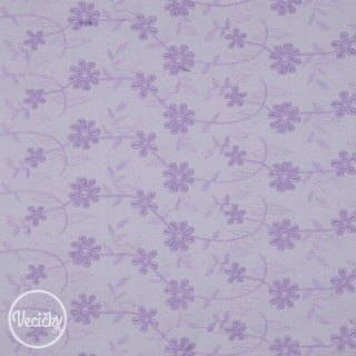 Bavlna voile embroidery - flowers lilac