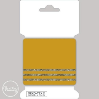 Patent elastický hladký 7cm okrovo-zlatý pásik