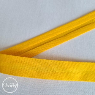 Šikmý prúžok bavlnený zažehlený 18 mm žltý